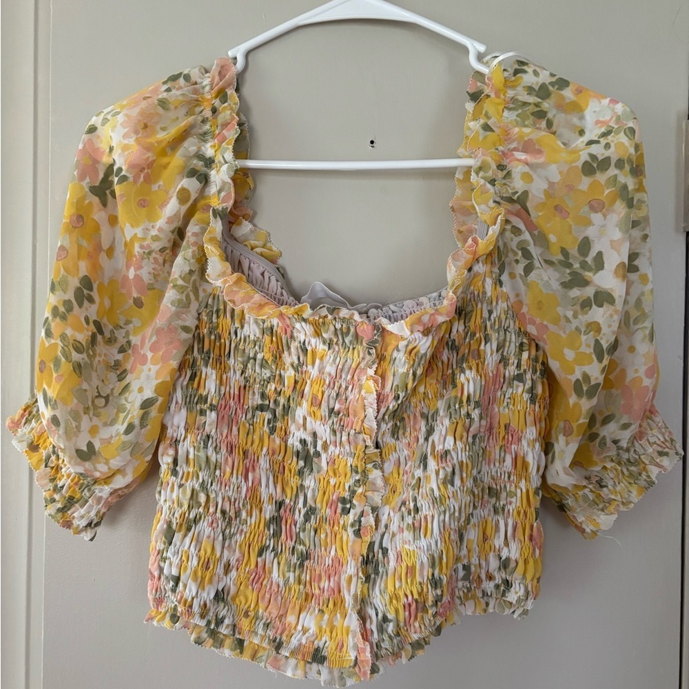 Astr the Label |  Flutter Sleeve Smocked Blouse - Picture 4 of 7